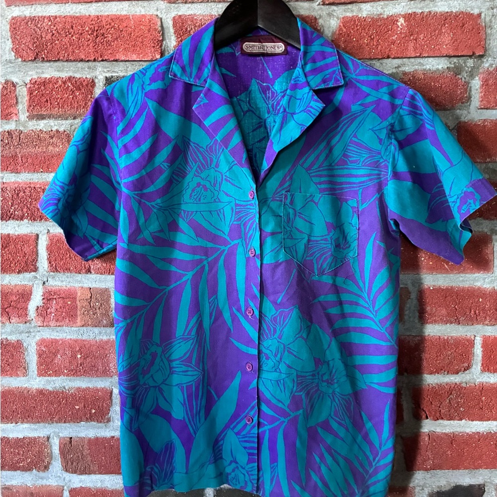 Purple and Teal Hawaiian Shirt
